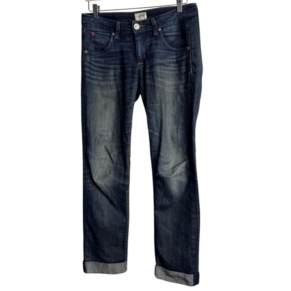 Hudson Women’s Bacara Crop Straight Cuffed Jeans Classic Blue Denim - Size 27 - Picture 1 of 11